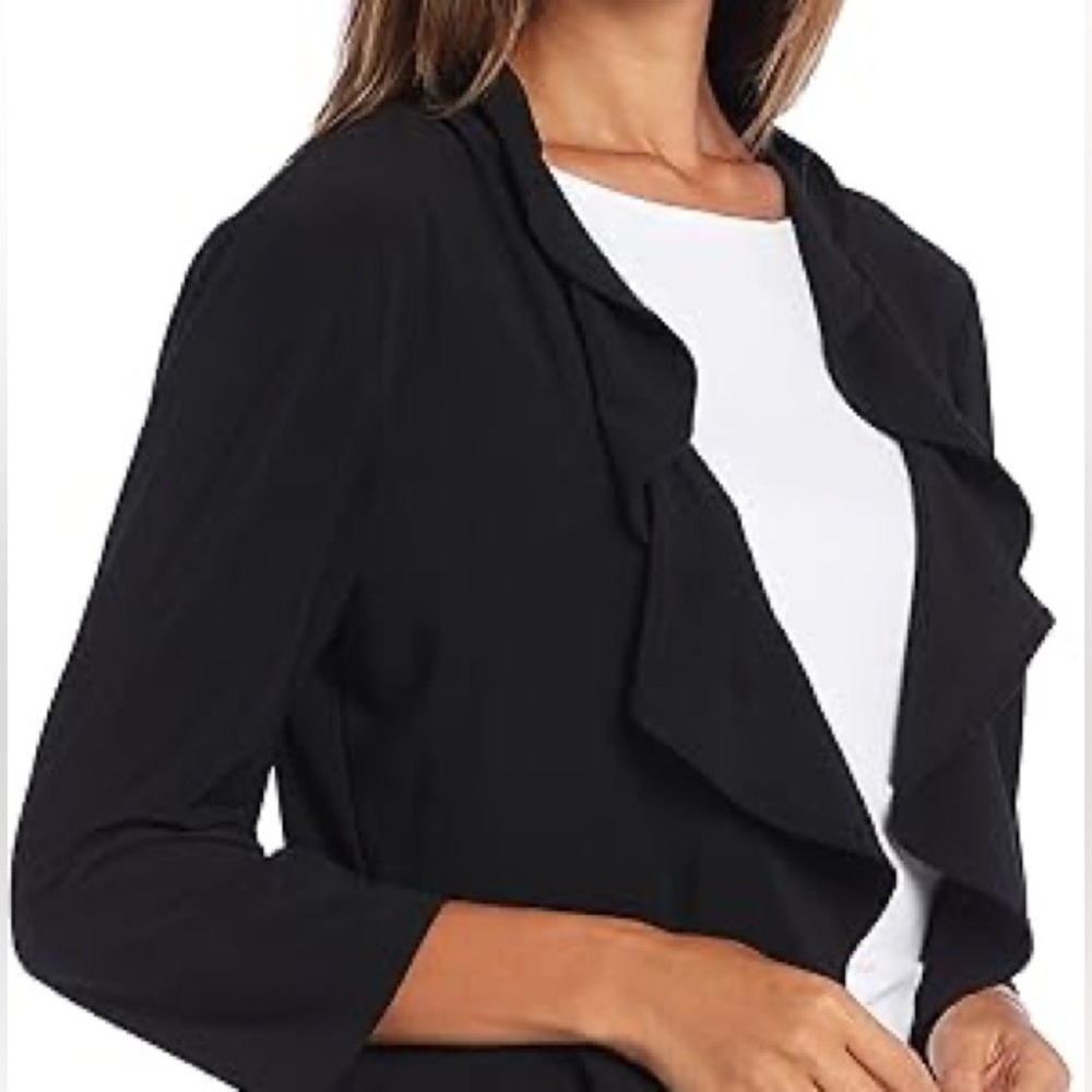 R&M Richards Women's Black Open Front Bolero Size Medium